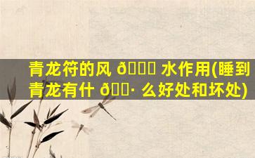 青龙符的风 🕊 水作用(睡到青龙有什 🌷 么好处和坏处)